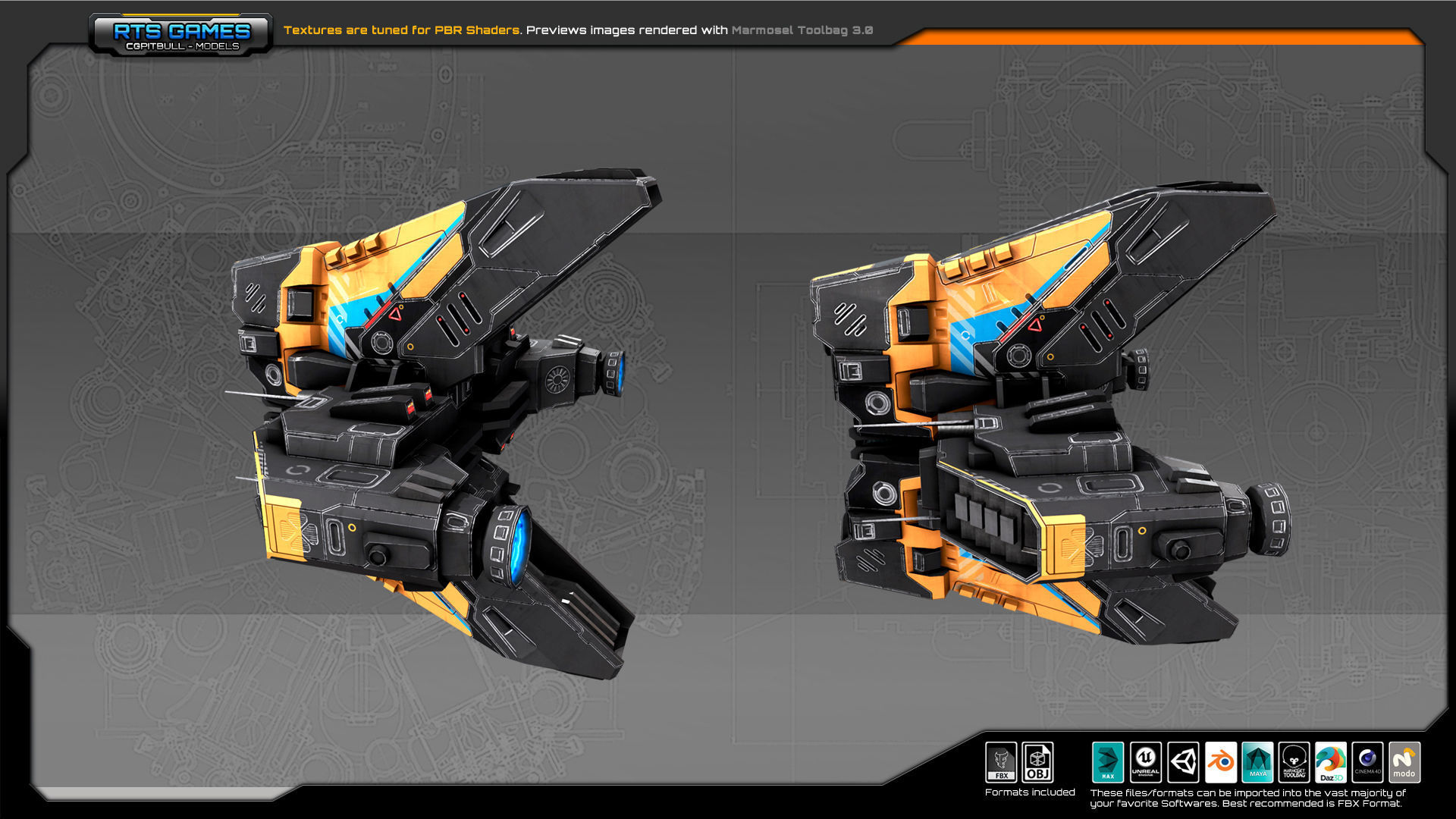 SF Heavy Drone ZR6 Low-poly 3D model_3