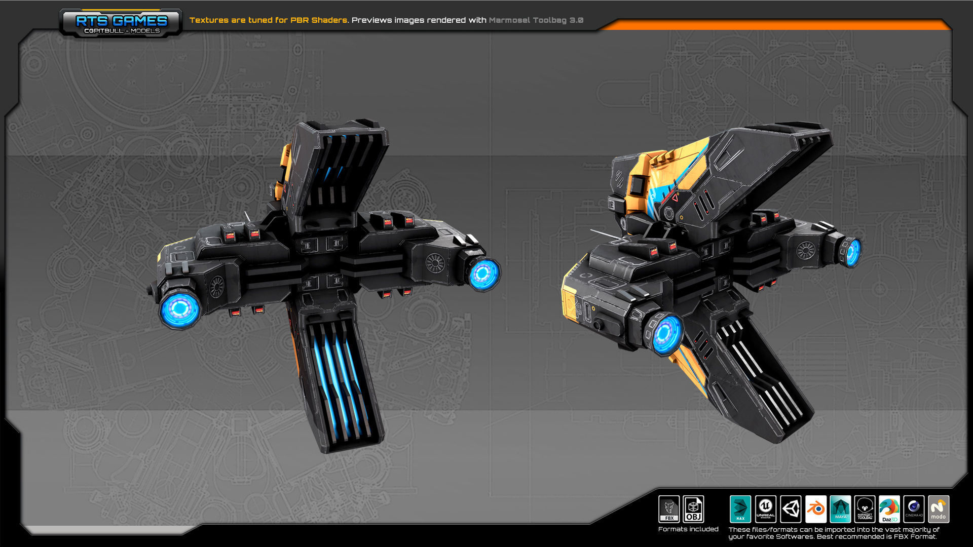 SF Heavy Drone ZR6 Low-poly 3D model_4