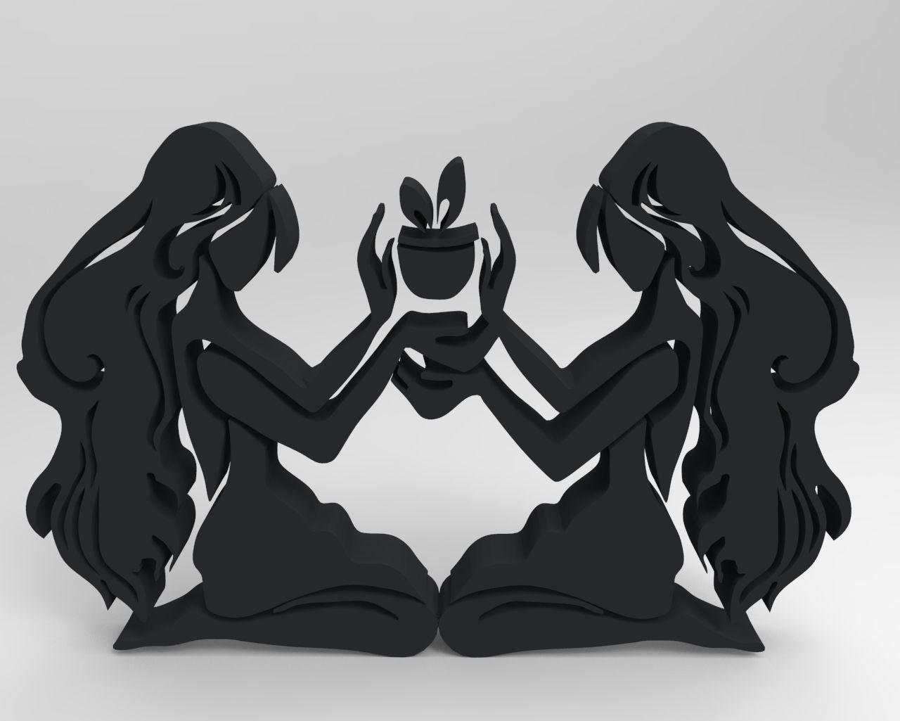 Gemini two women holding plant in their hands Free 3D print model_1