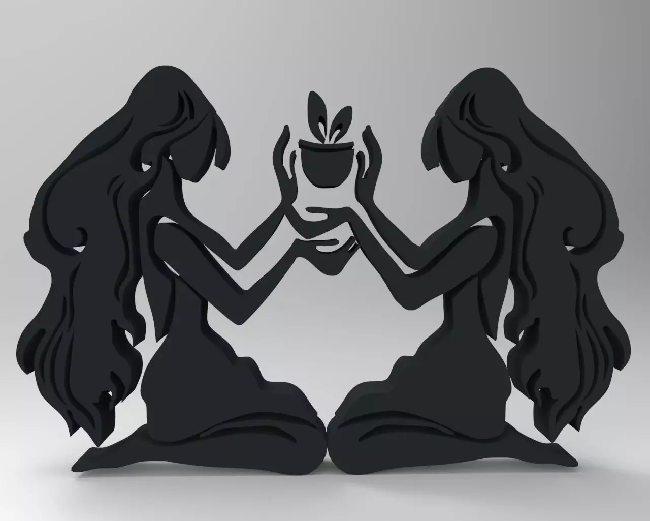 Gemini two women holding plant in their hands Free 3D print model_0