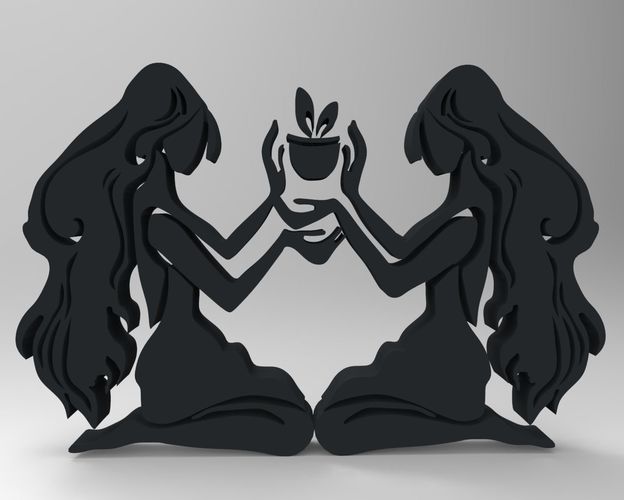 Gemini two women holding plant in their hands Free 3D print model