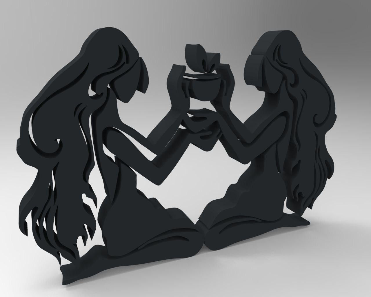 Gemini two women holding plant in their hands Free 3D print model_3