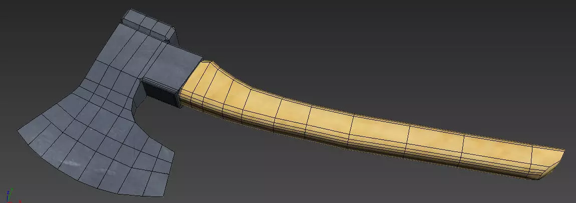 Simple axe Low-poly 3D model_0