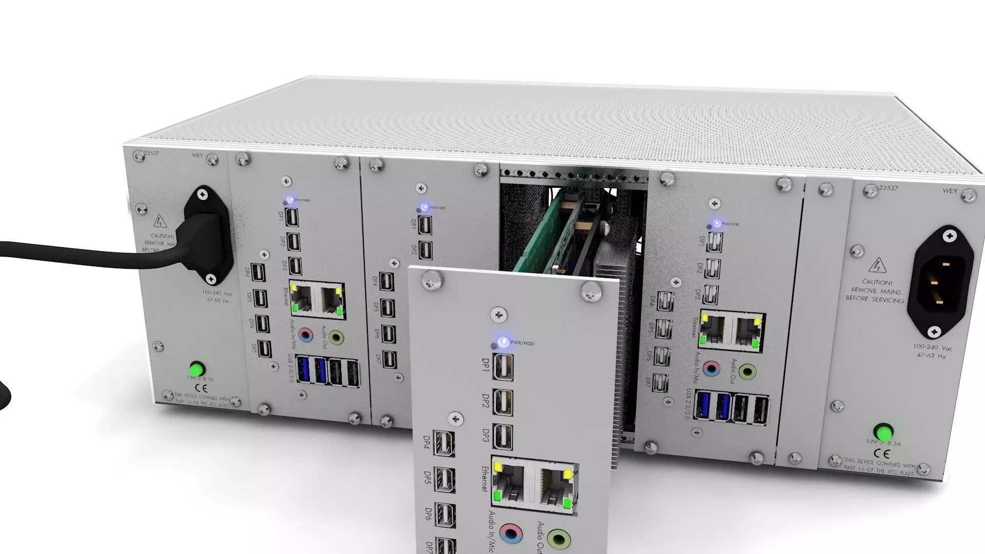 Detailed rare complete Mini PC Computer 4 Slot rack 3D model_0