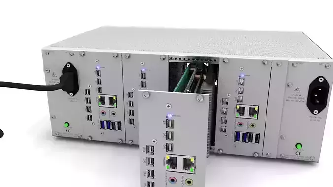 Detailed rare complete Mini PC Computer 4 Slot rack