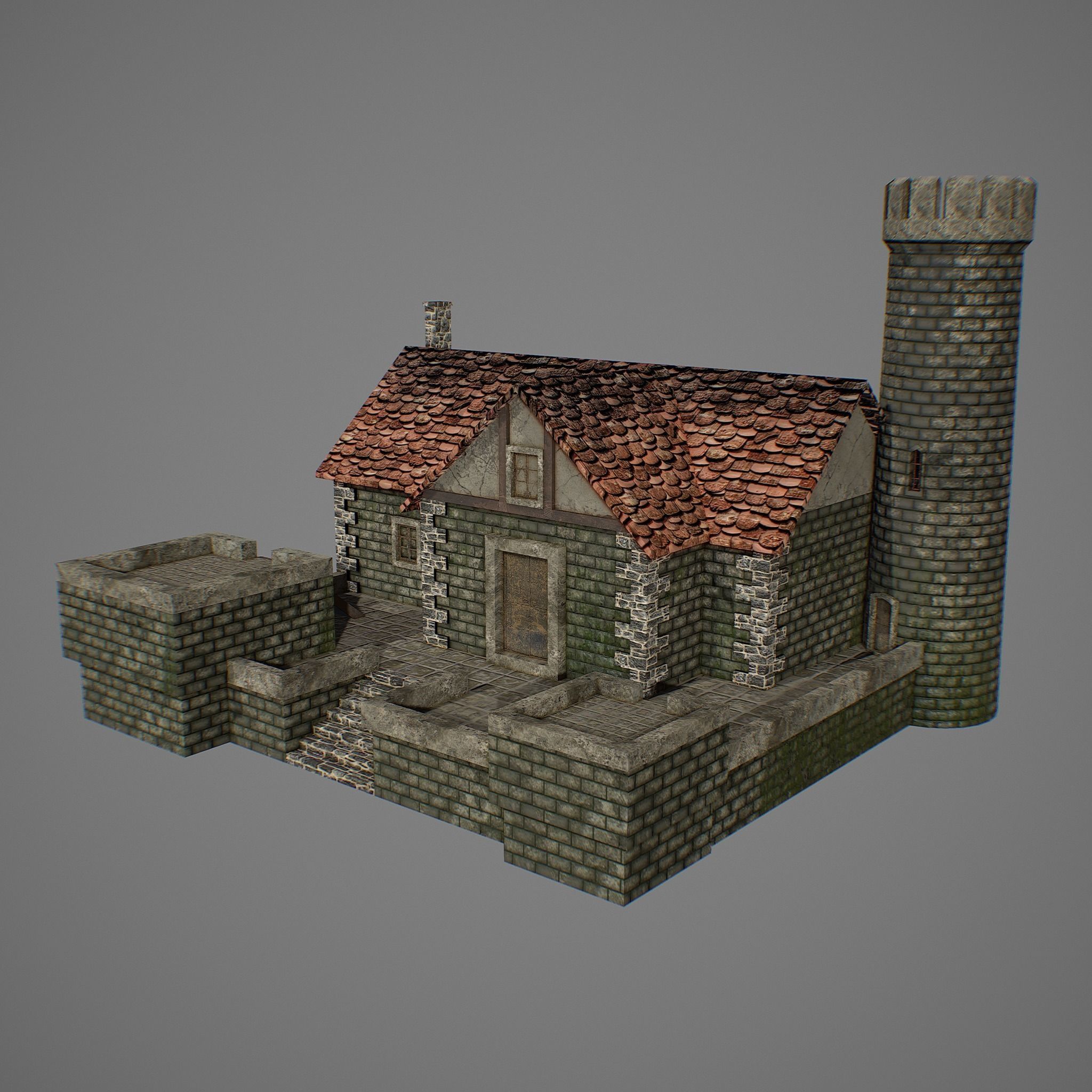 Medieval fortress 2 Low-poly 3D model_7
