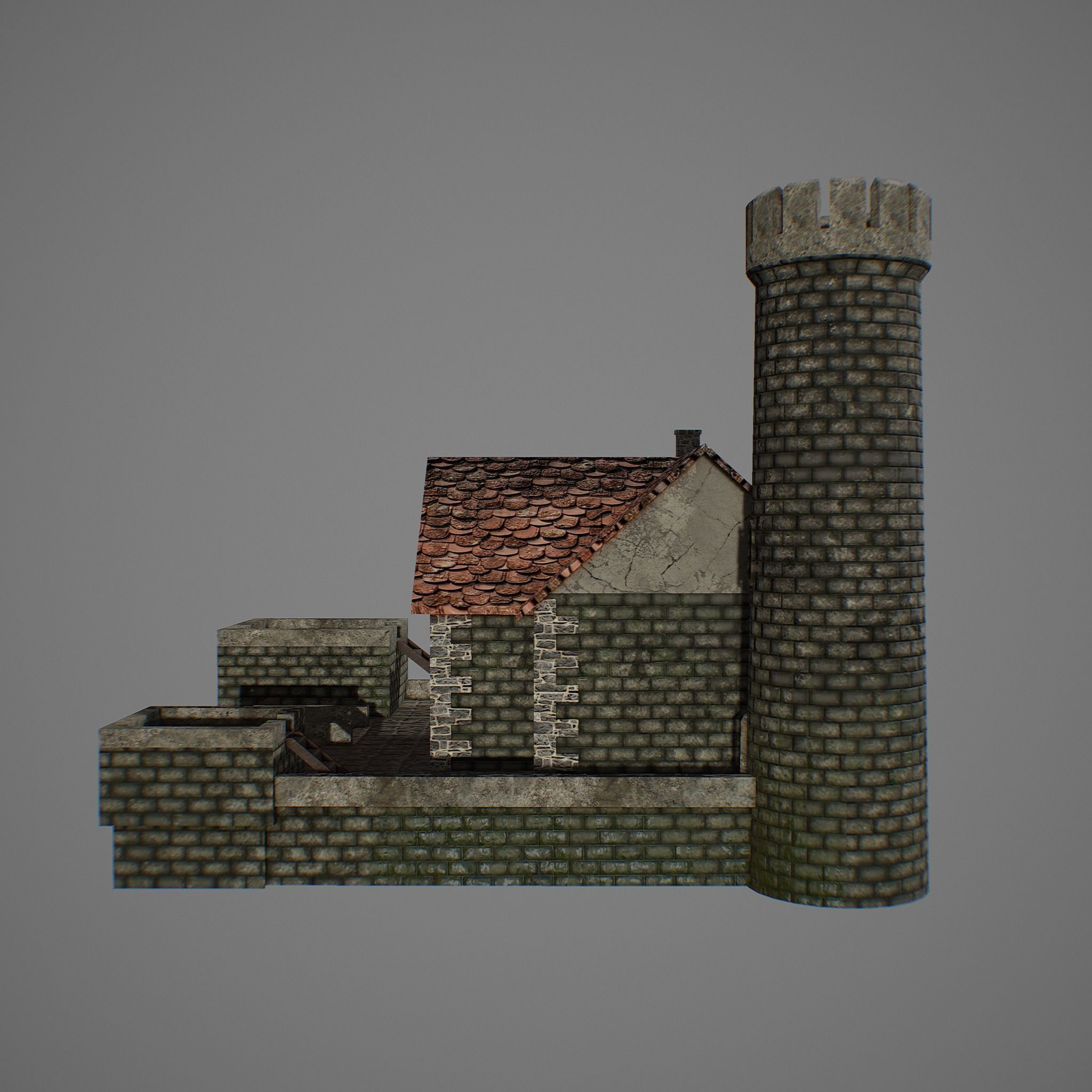 Medieval fortress 2 Low-poly 3D model_3