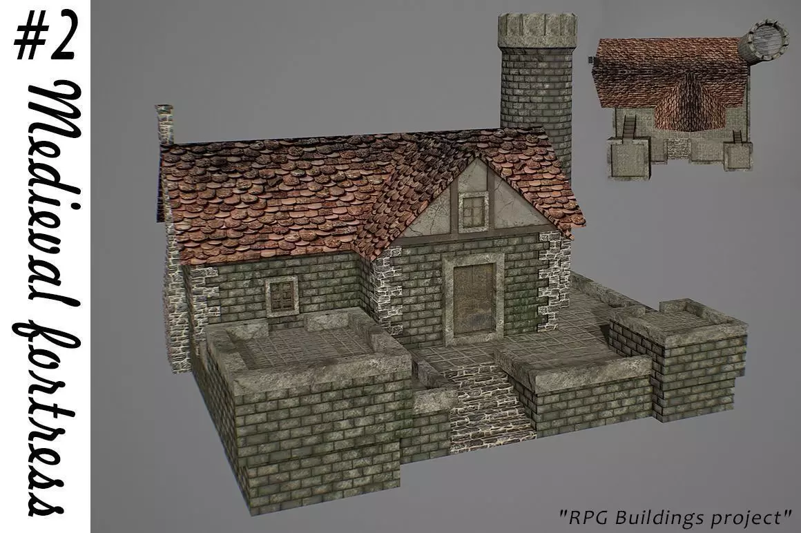 Medieval fortress 2 Low-poly 3D model_0