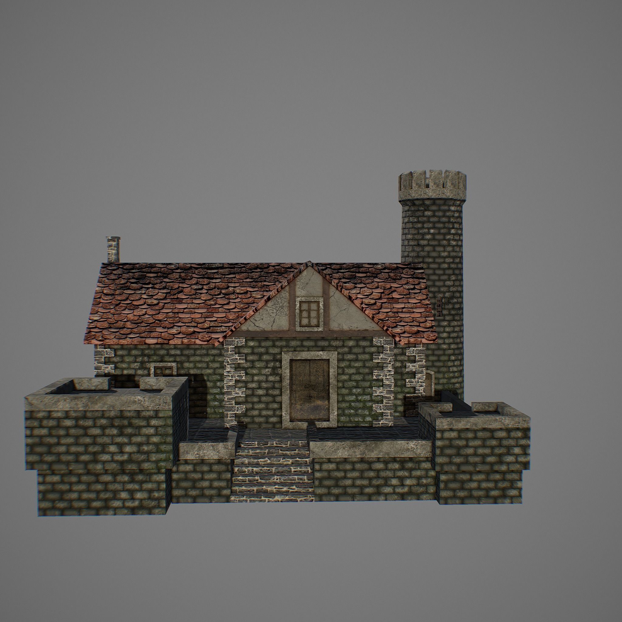 Medieval fortress 2 Low-poly 3D model_5