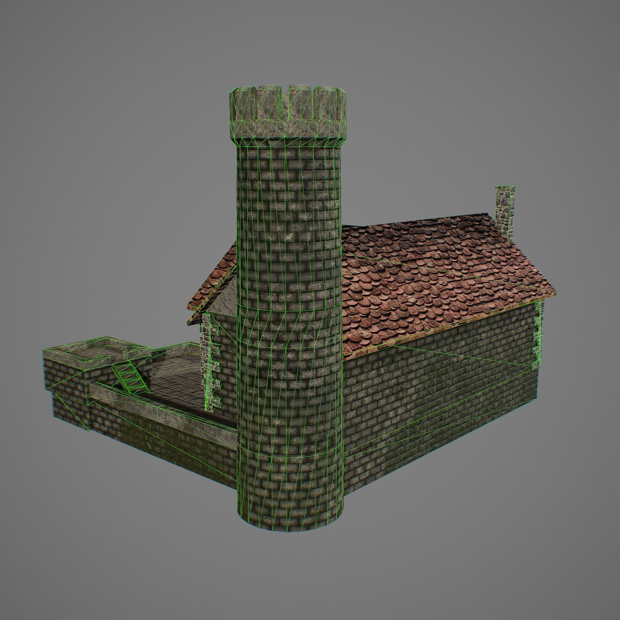 Medieval fortress 2 Low-poly 3D model_11