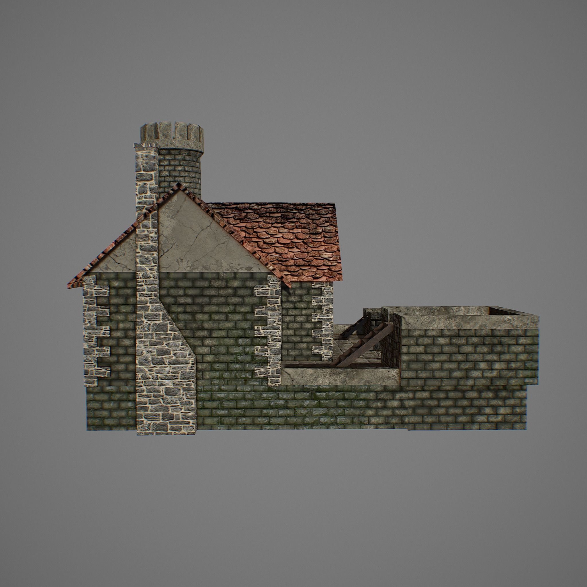 Medieval fortress 2 Low-poly 3D model_4