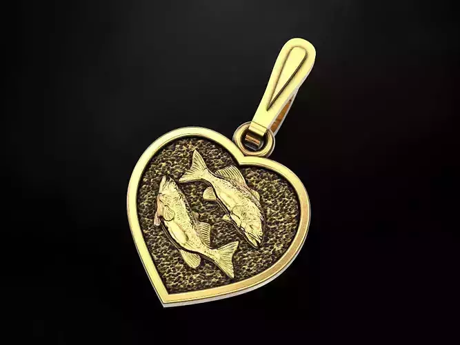 Pendant Heart and sign of the zodiac Pisces