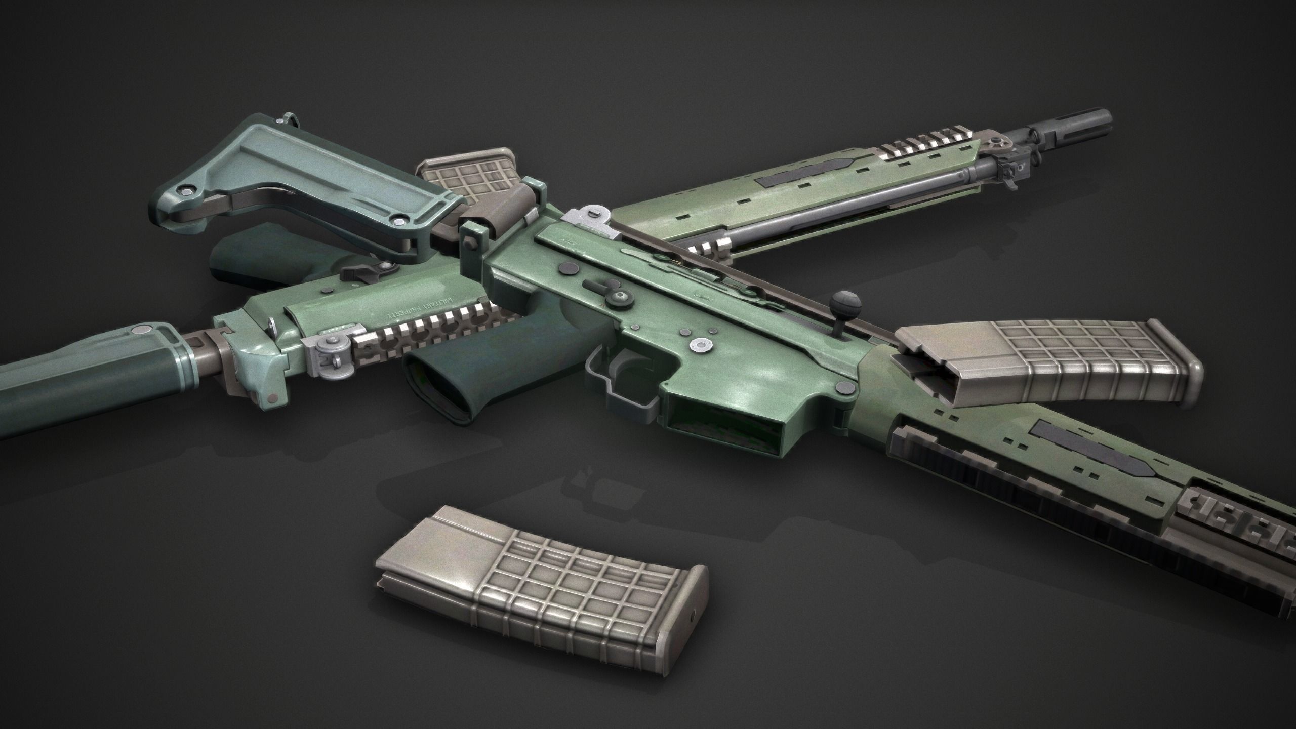 AK5C Rifle Low-poly 3D model_5