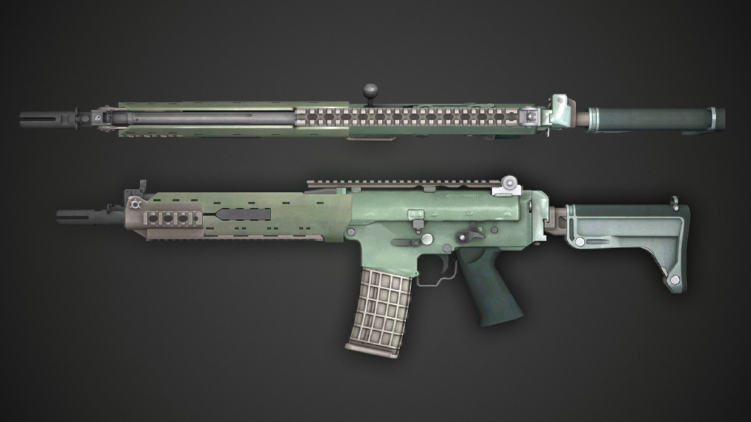 AK5C Rifle Low-poly 3D model_4