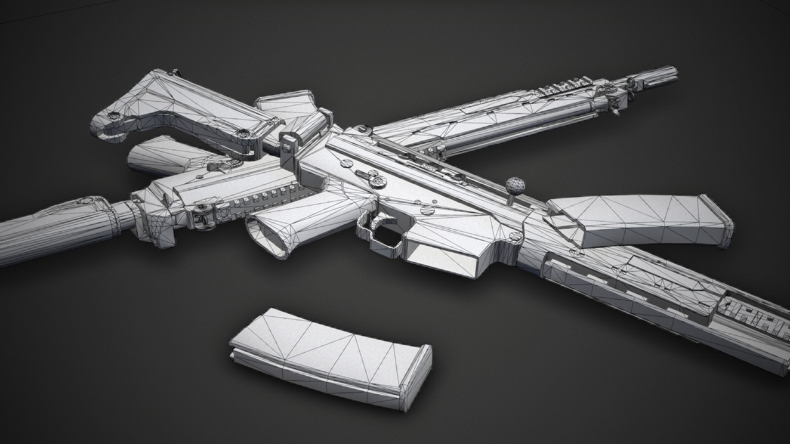 AK5C Rifle Low-poly 3D model_7