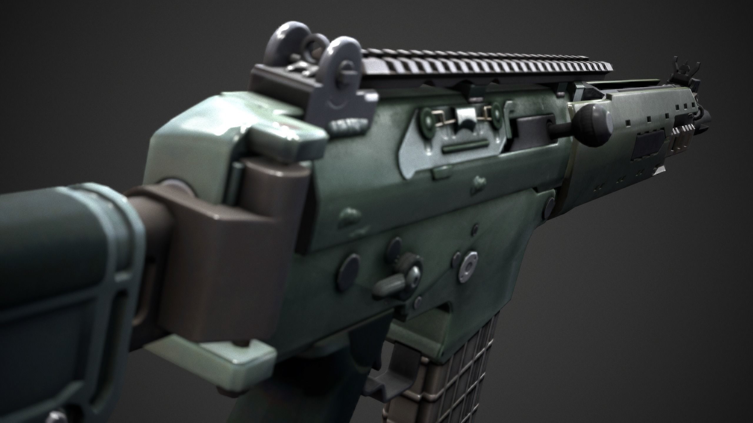 AK5C Rifle Low-poly 3D model_2