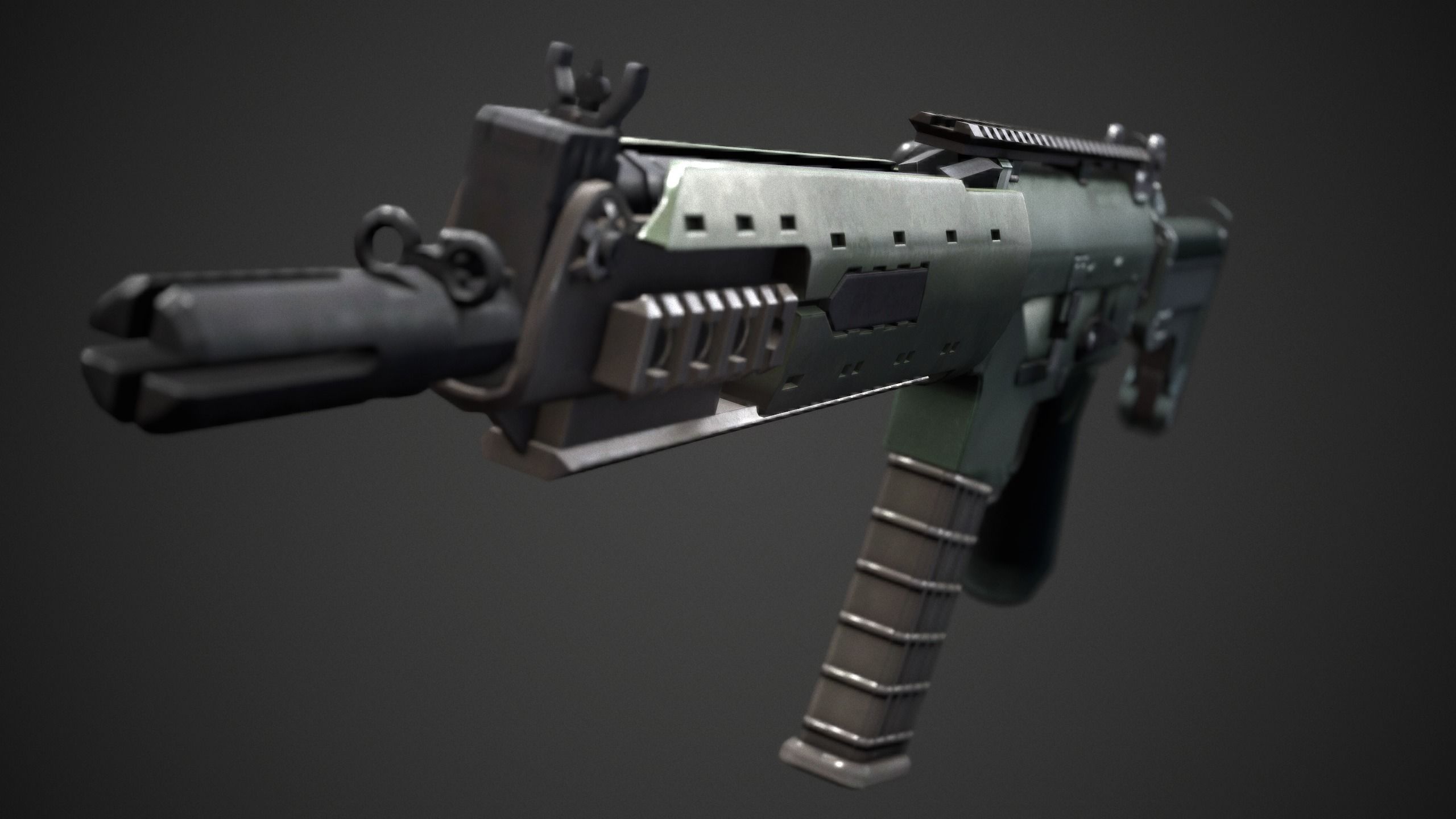 AK5C Rifle Low-poly 3D model_1