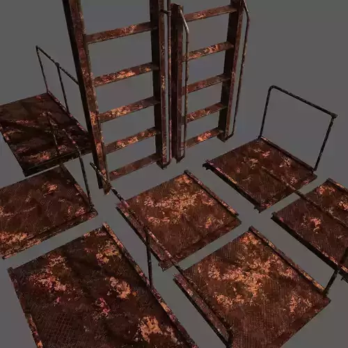 Rust Ladder Bridge Platform Set