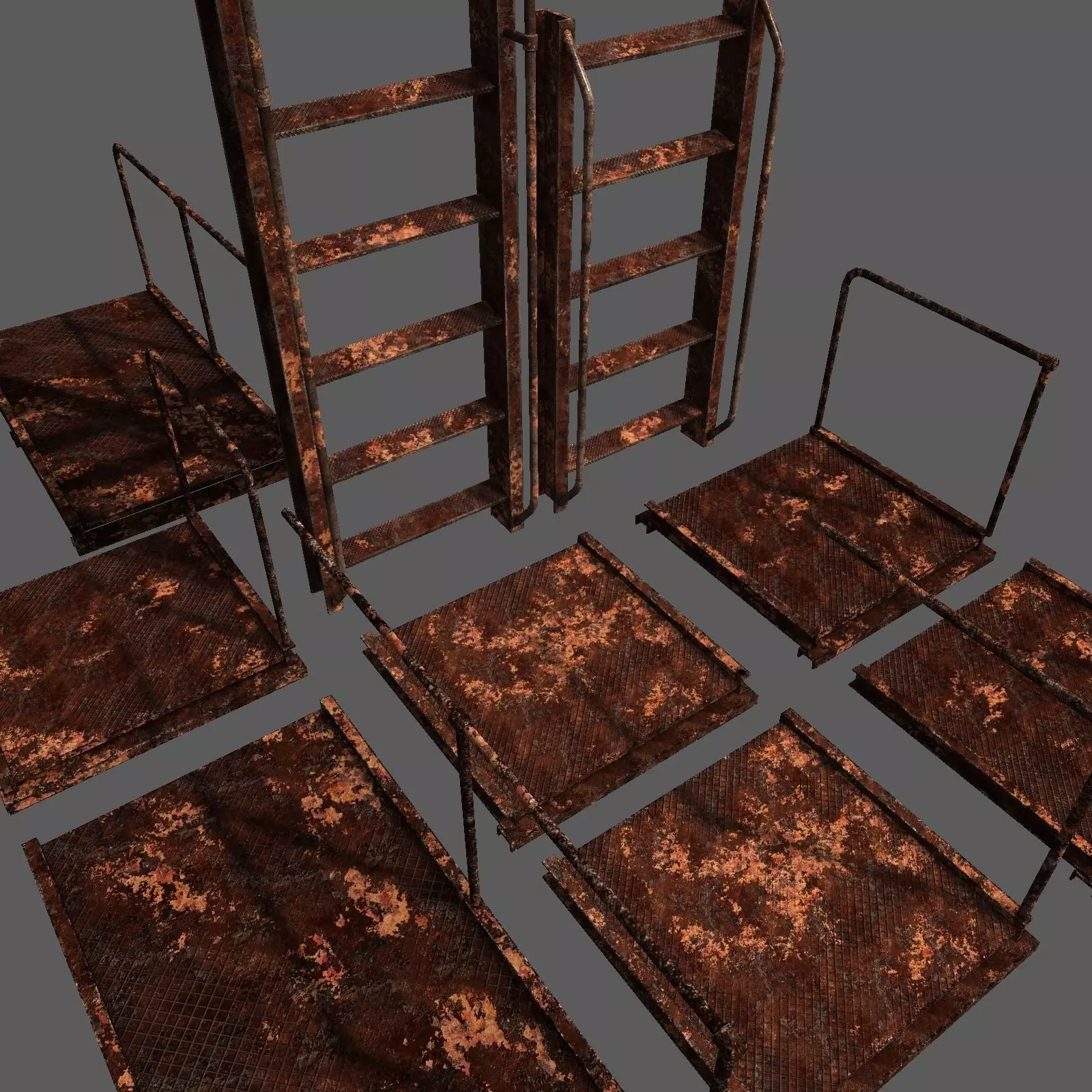 Rust Ladder Bridge Platform Set Free low-poly 3D model