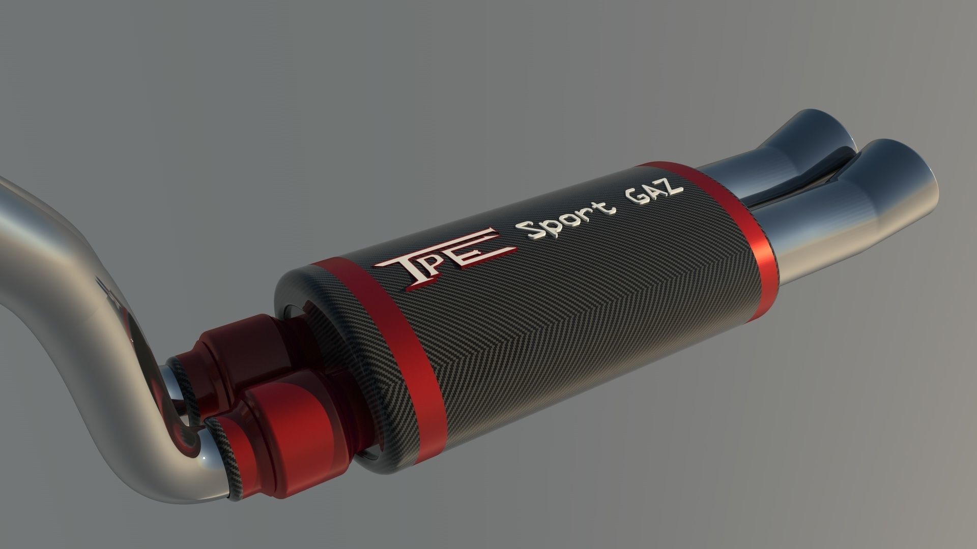 Sport Exhaust pipe catalytic converter 3D model_3