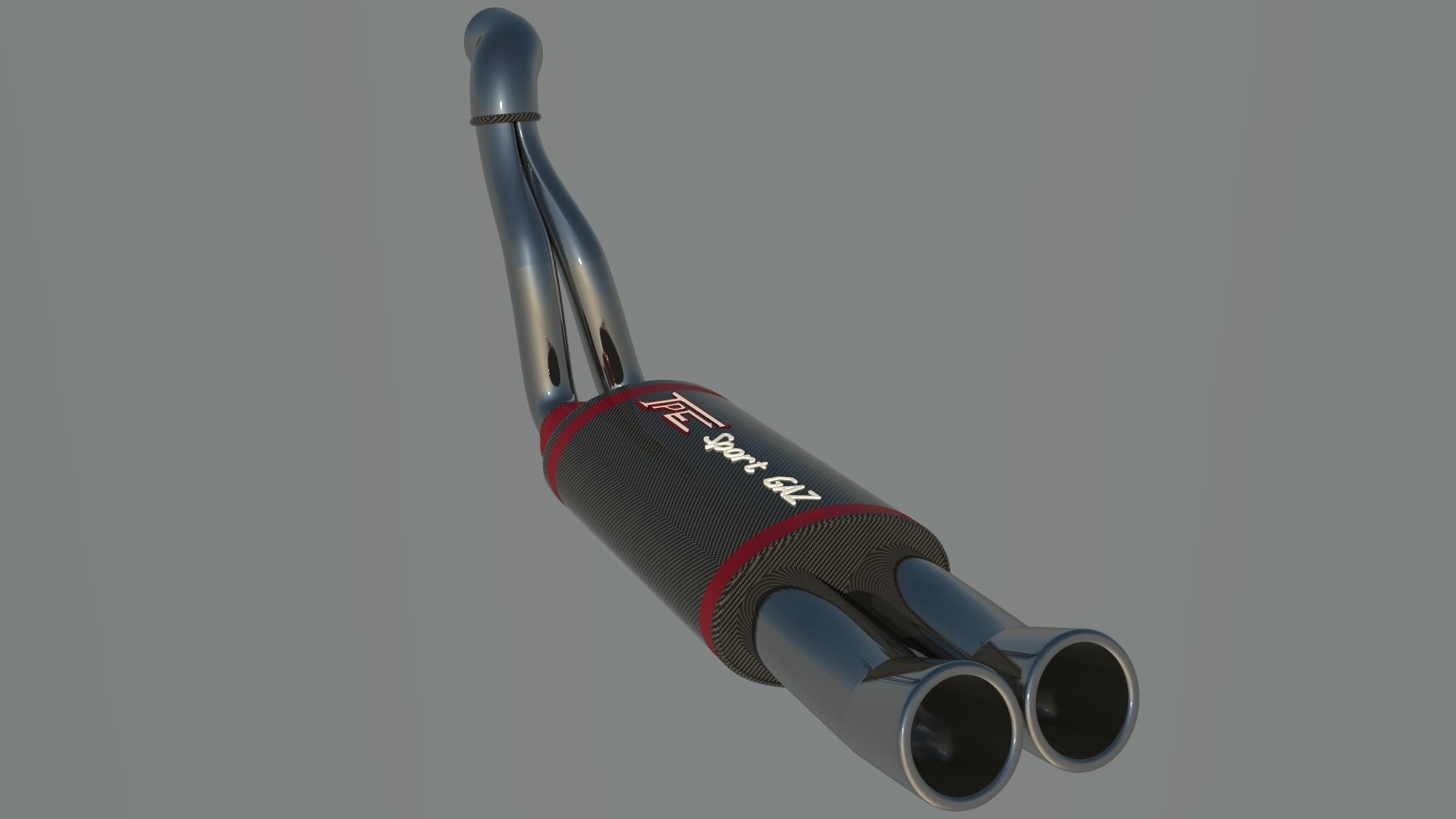 Sport Exhaust pipe catalytic converter 3D model_1