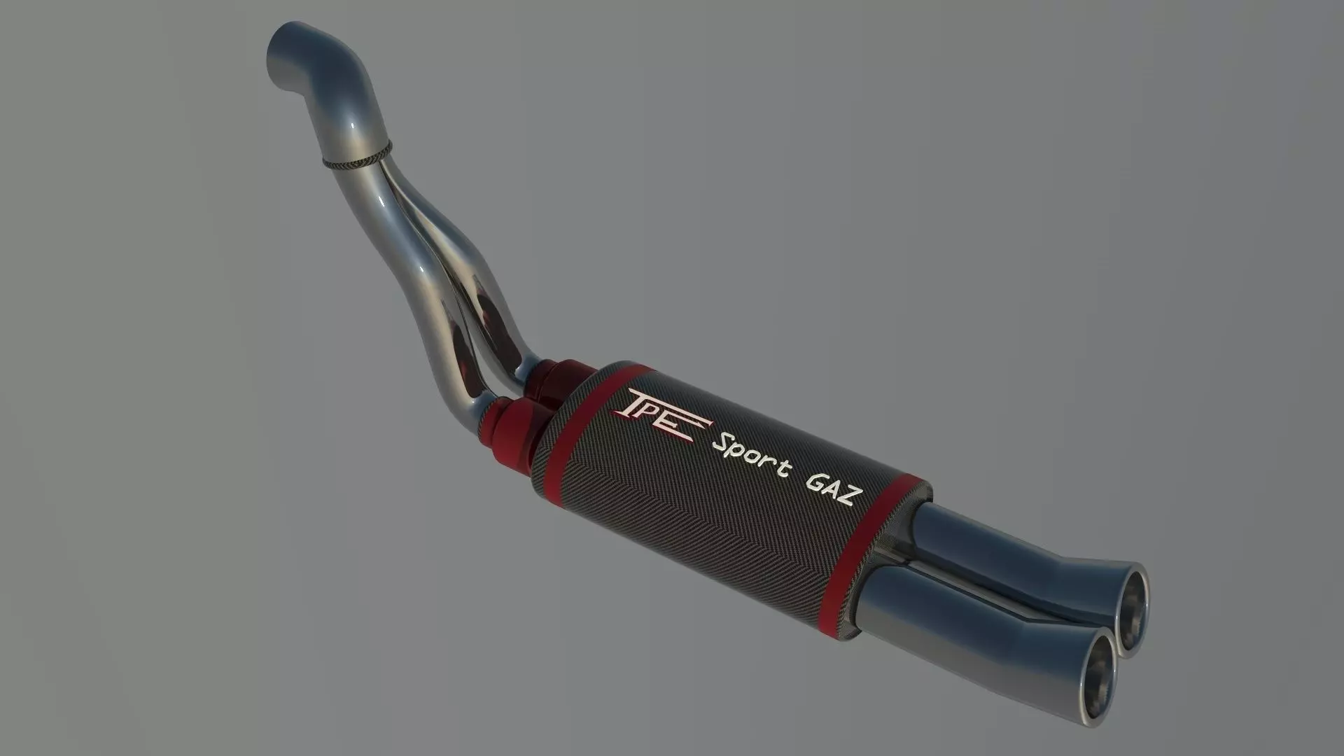 Sport Exhaust pipe catalytic converter 3D model_0