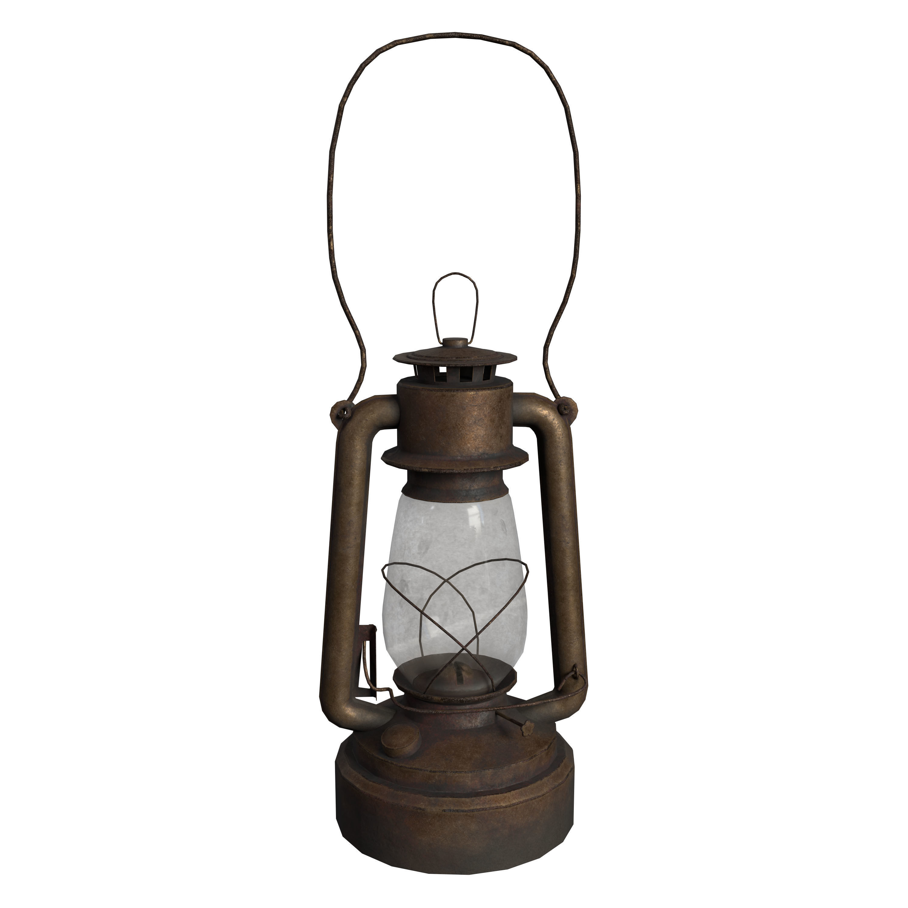 Old Rusty Kerosene Lamp Low-poly 3D model_4