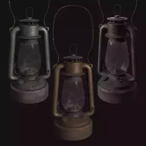 Old Rusty Kerosene Lamp Low-poly 3D model