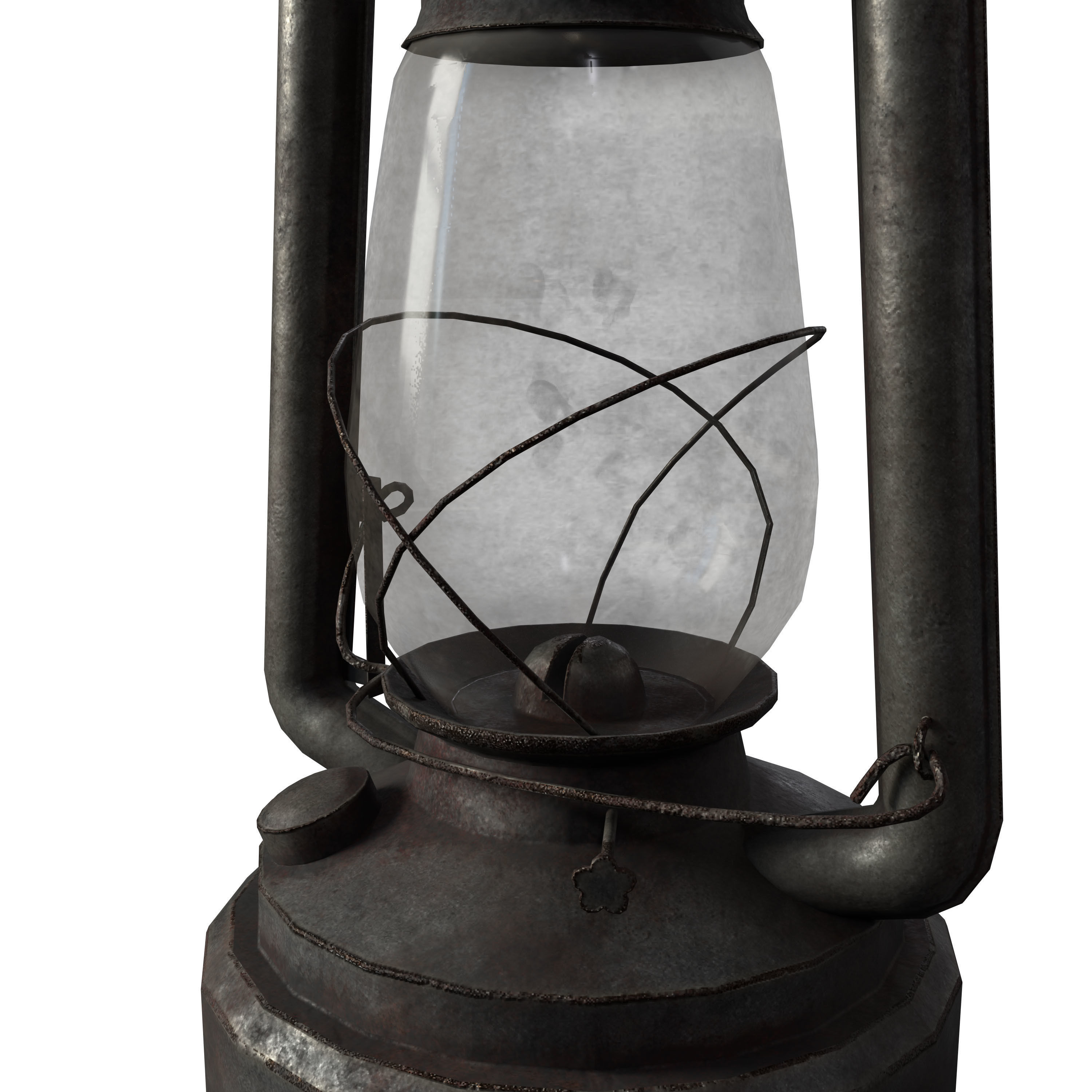 Old Rusty Kerosene Lamp Low-poly 3D model_6
