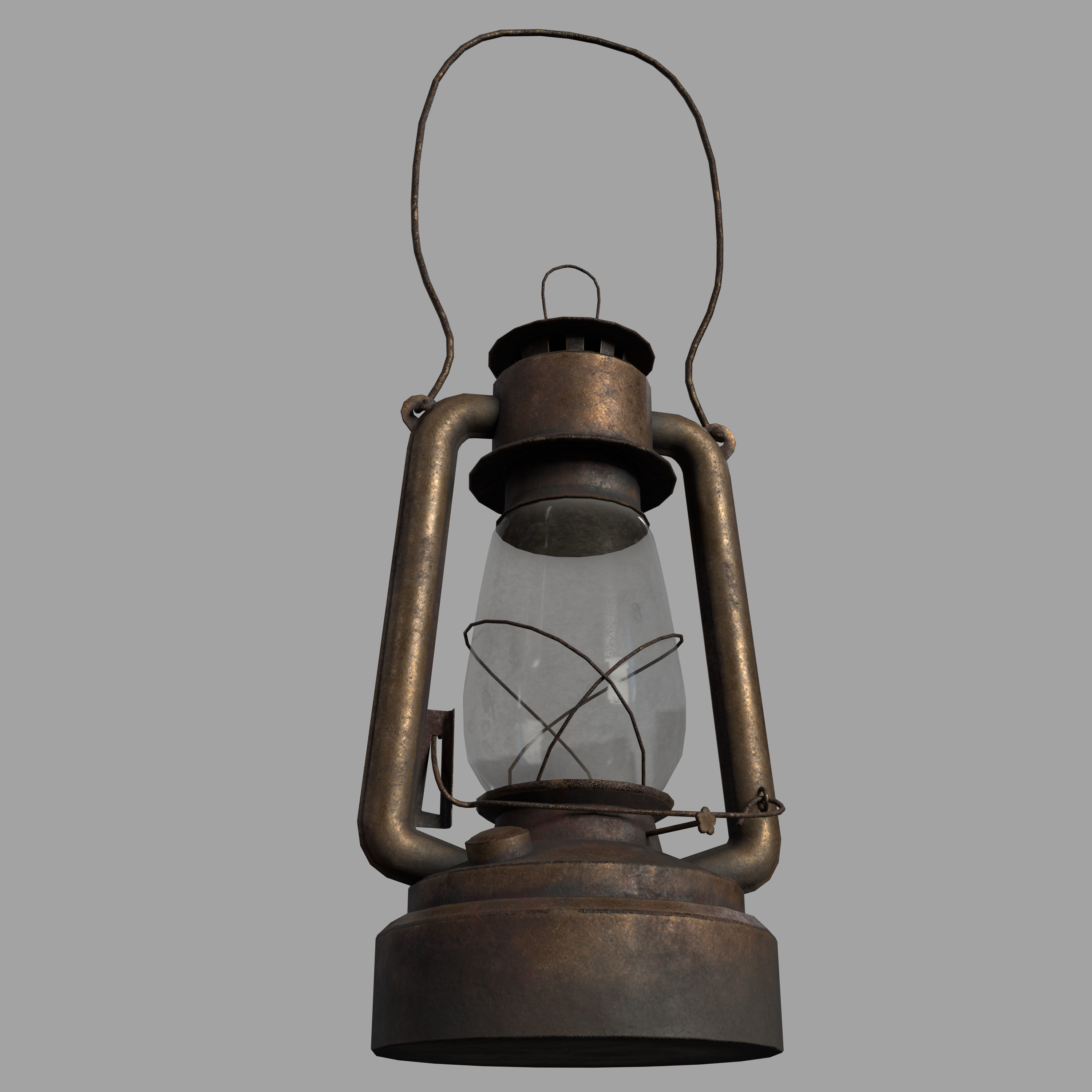 Old Rusty Kerosene Lamp Low-poly 3D model_3