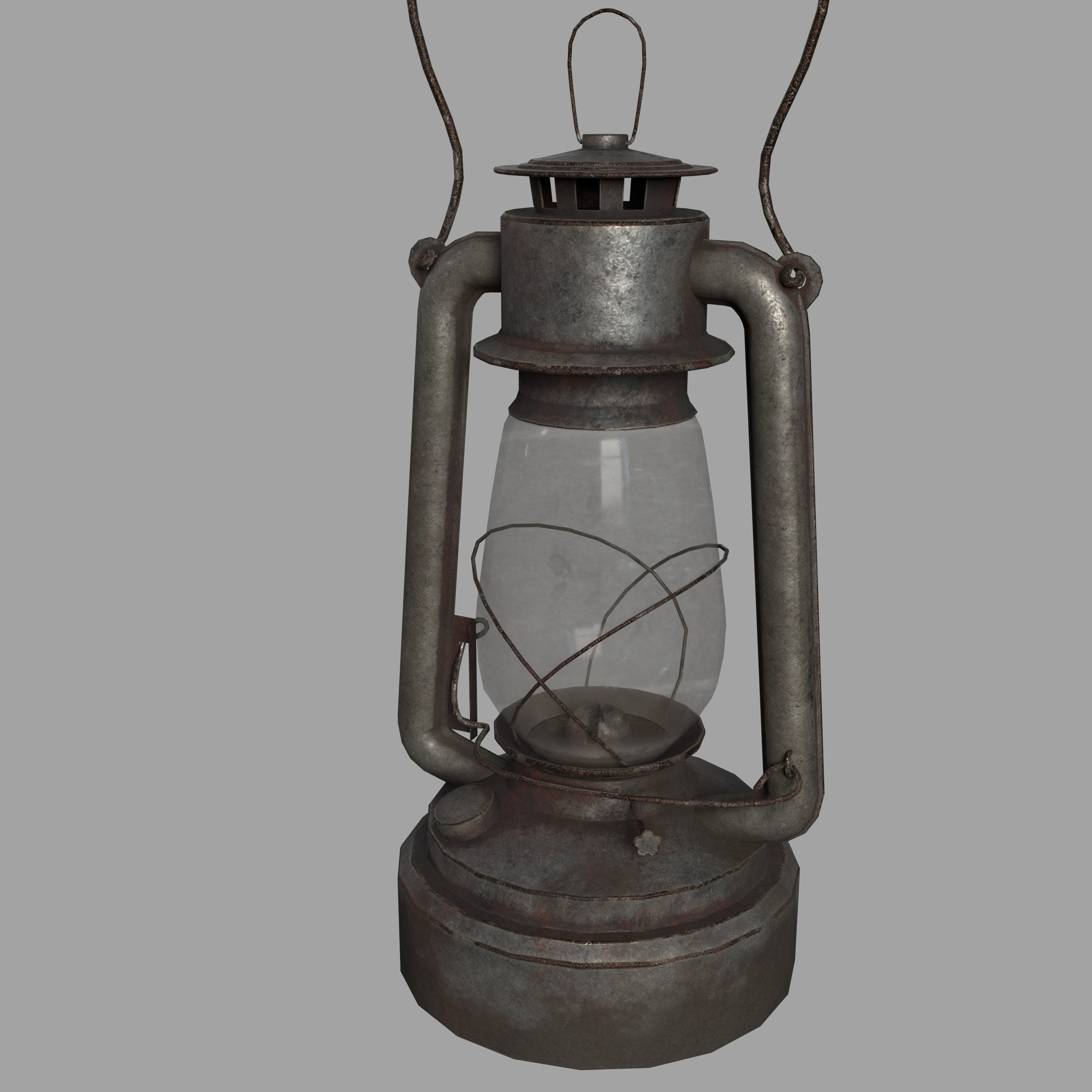 Old Rusty Kerosene Lamp Low-poly 3D model_5