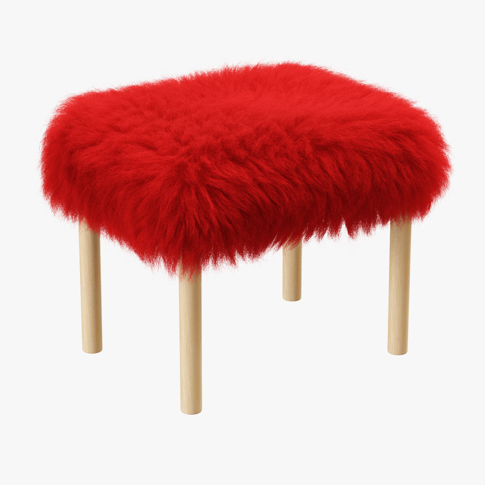 Carys Sheepskin Footstool 3D model_1