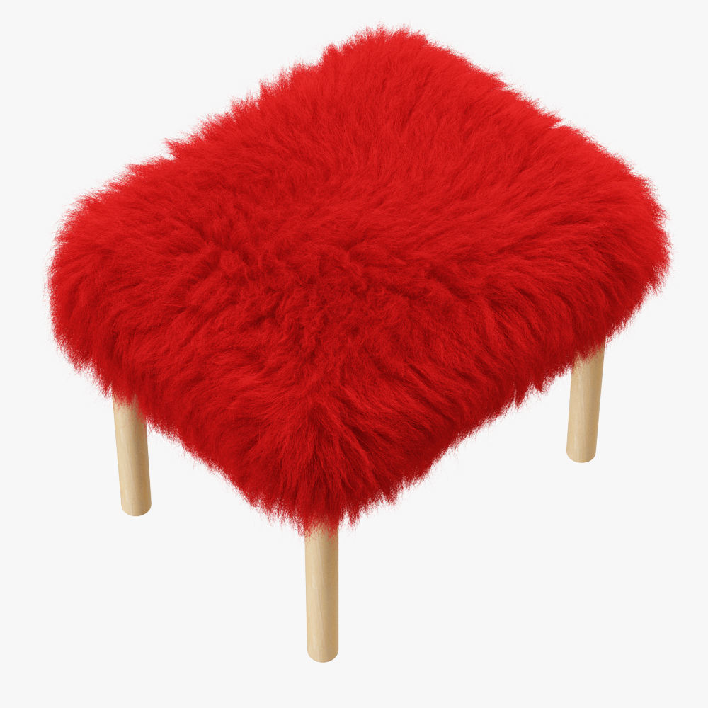 Carys Sheepskin Footstool 3D model_2