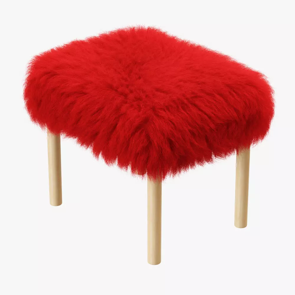 Carys Sheepskin Footstool 3D model_0