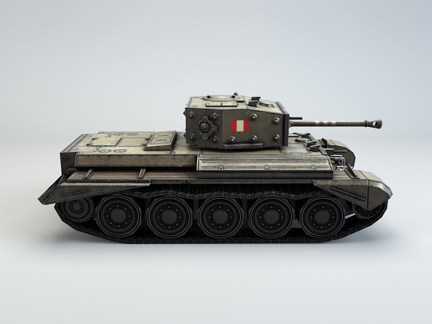 Low Poly Cromwell medium tank Low-poly 3D model_9
