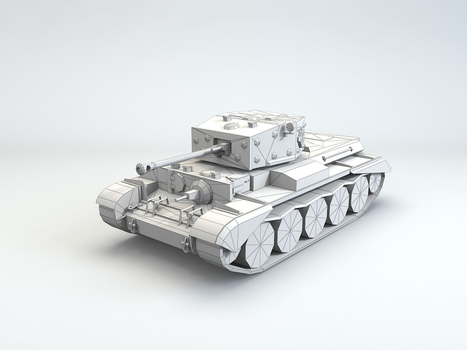 Low Poly Cromwell medium tank Low-poly 3D model_4