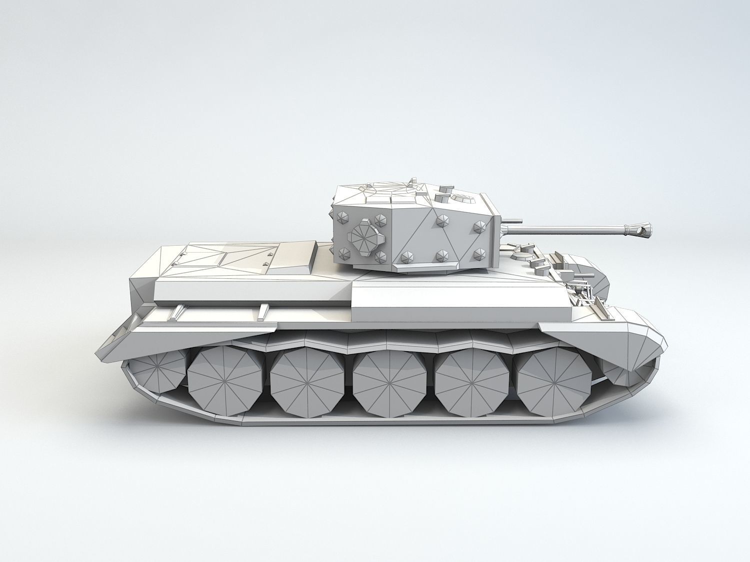 Low Poly Cromwell medium tank Low-poly 3D model_10
