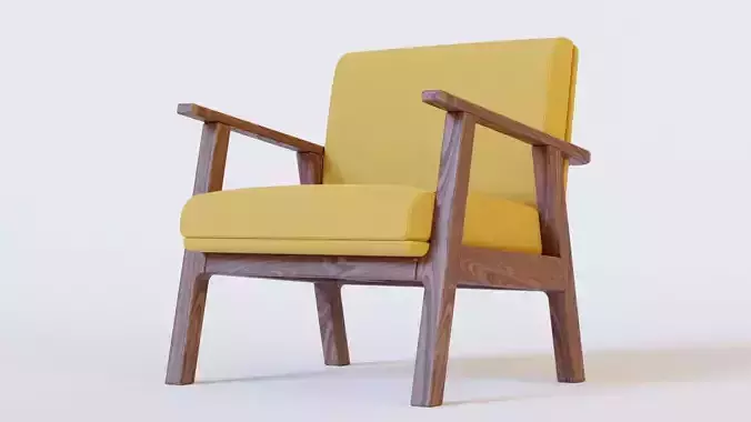 wooden chair with cushion seat 3D model