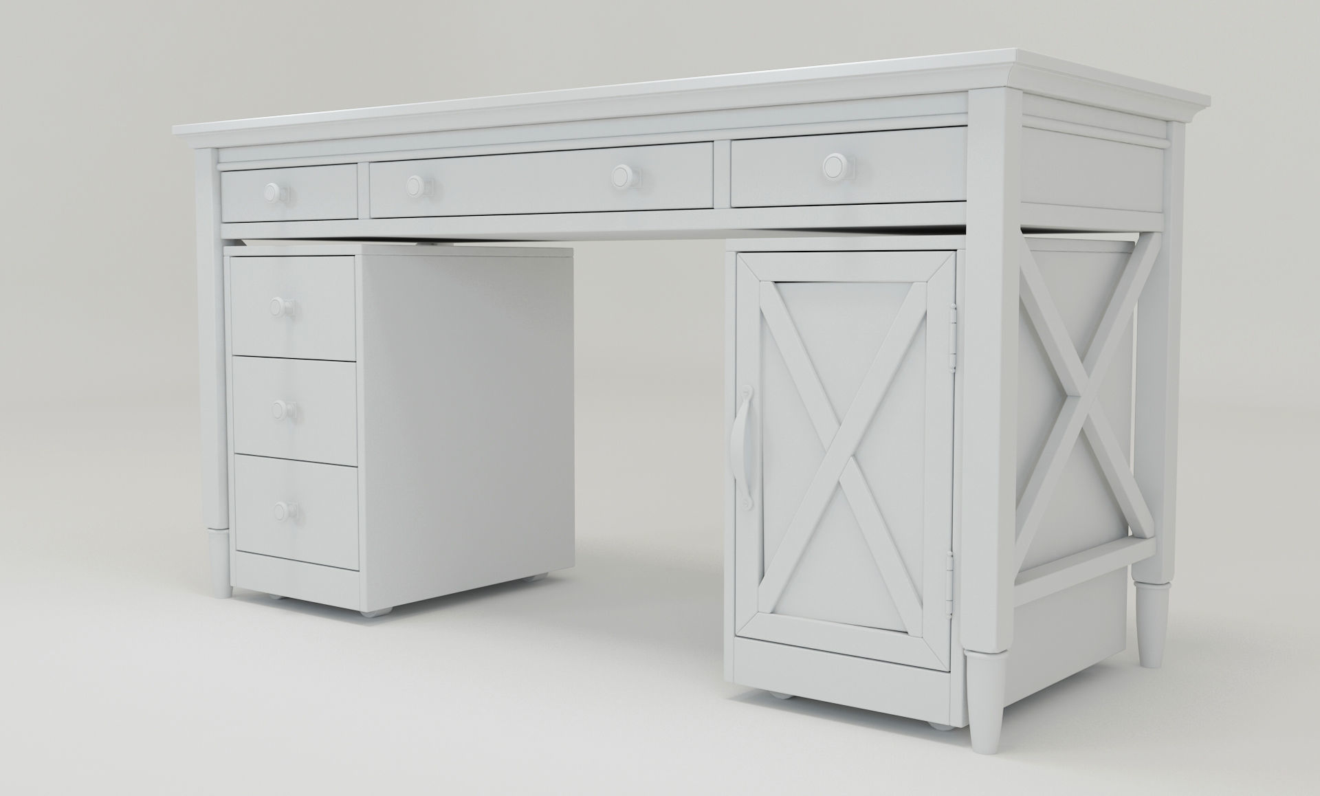 American country style Desk FM-DK08 3D model_3
