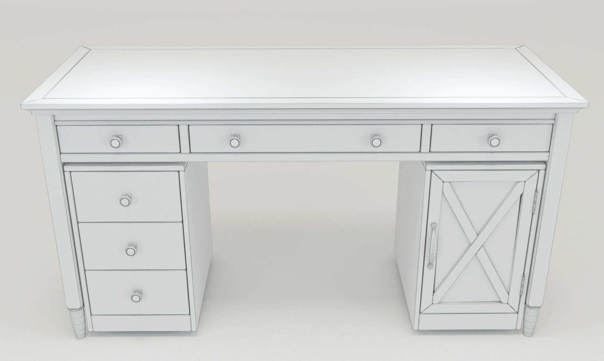 American country style Desk FM-DK08 3D model_2