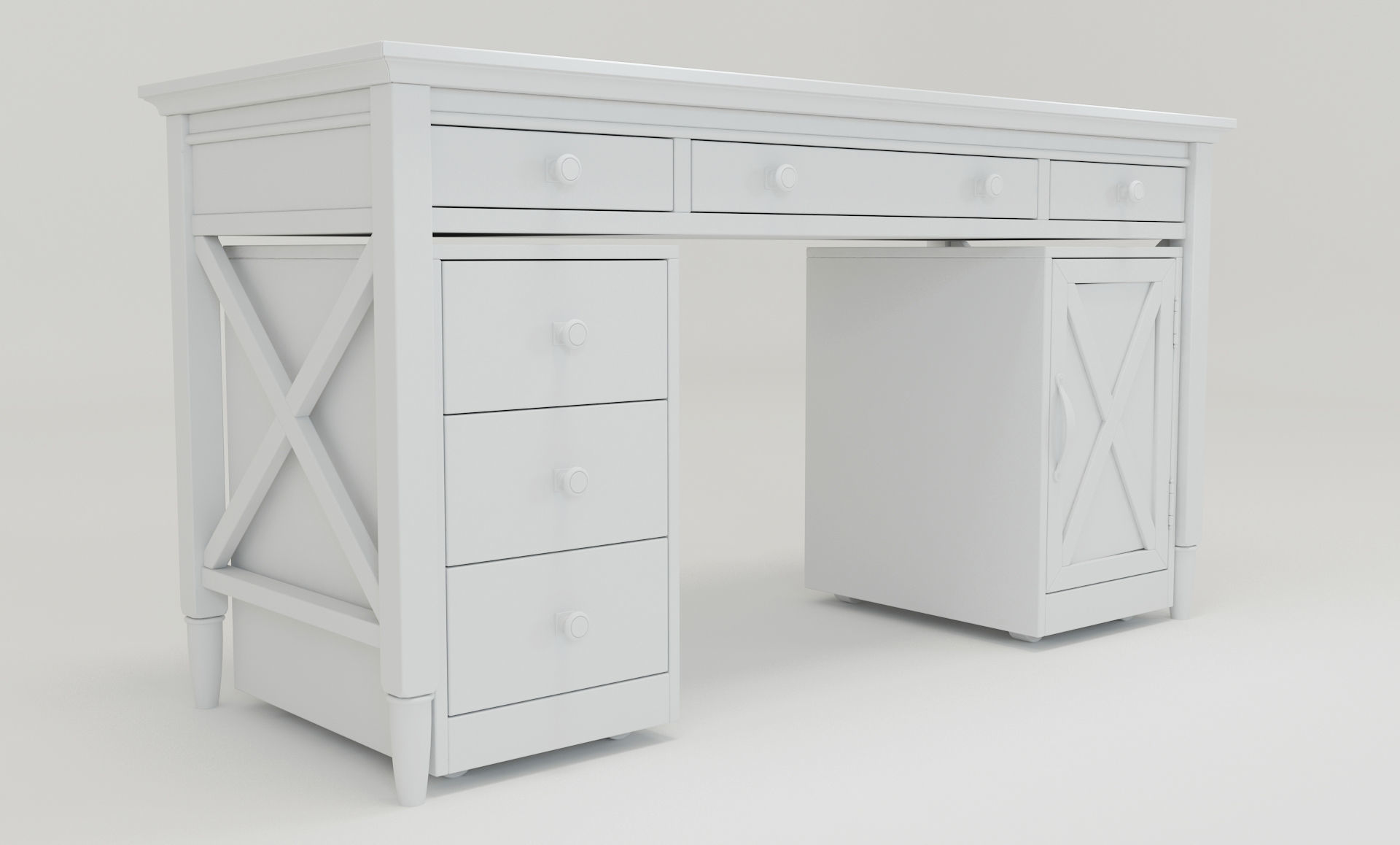 American country style Desk FM-DK08 3D model_4