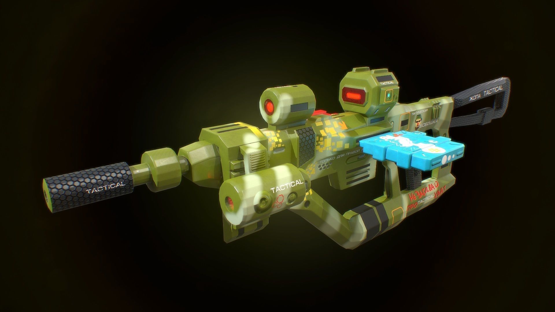 Low poly super tactical assault tactical rifle for tactical man Low-poly 3D model_8