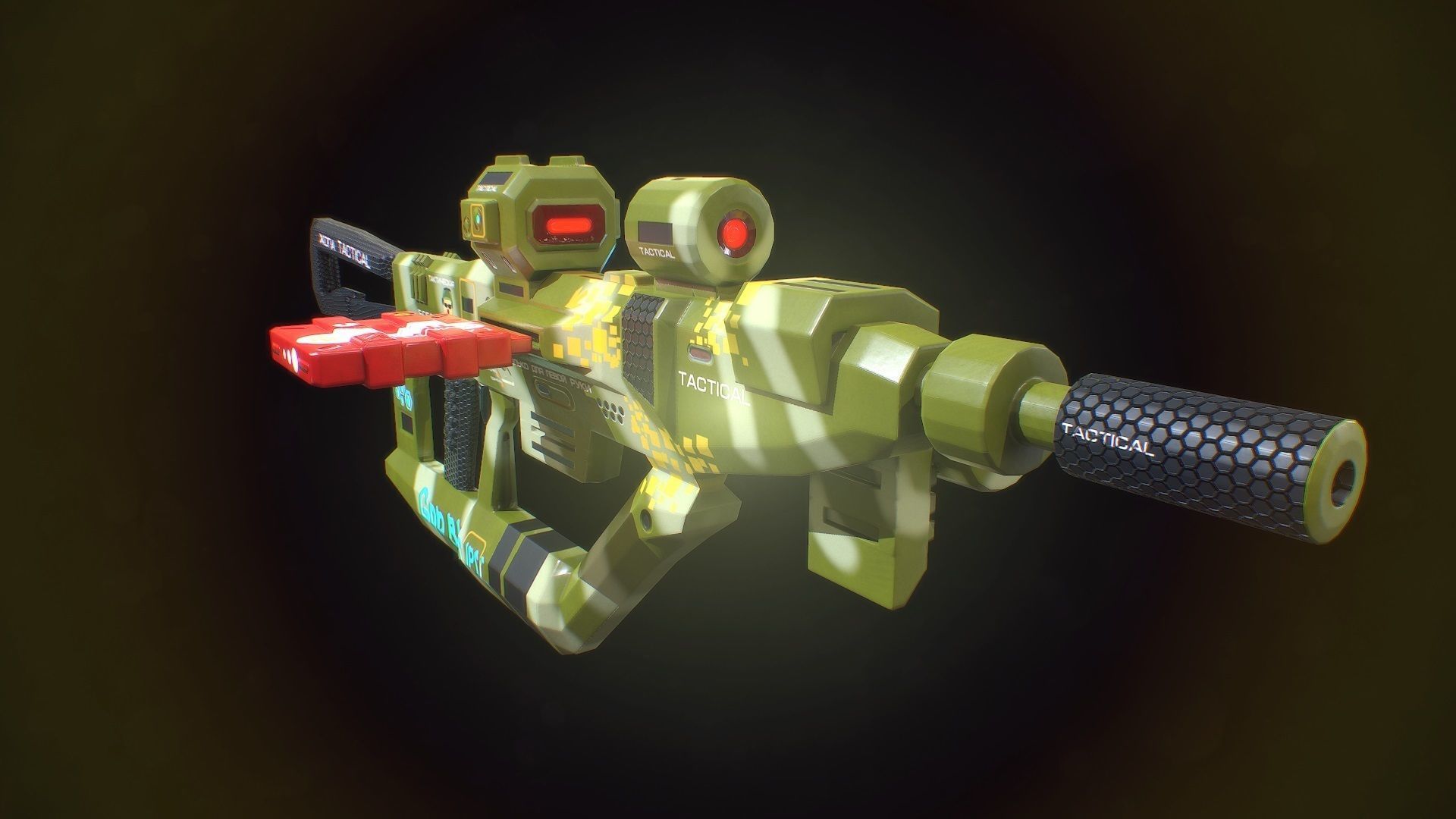 Low poly super tactical assault tactical rifle for tactical man Low-poly 3D model_7