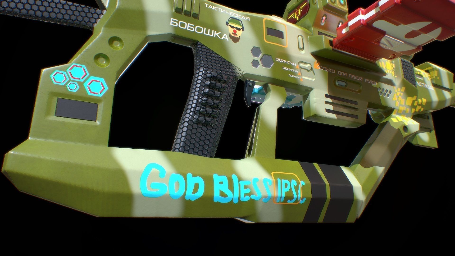 Low poly super tactical assault tactical rifle for tactical man Low-poly 3D model_6