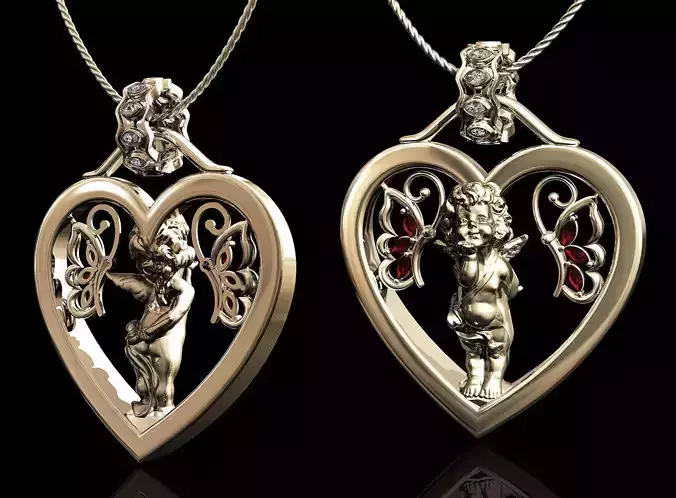 happy Valentine with Cupid pendant