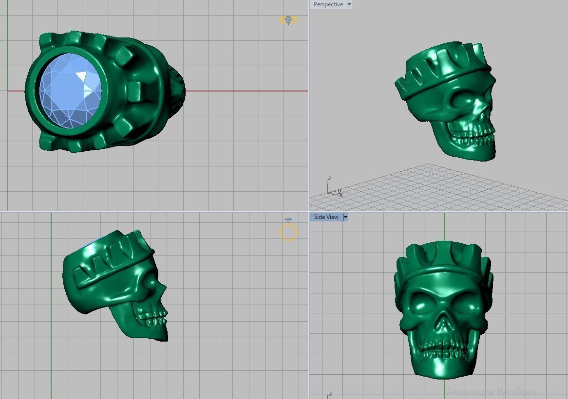 skull ring 3d printable models two ton gold 3D print model_6