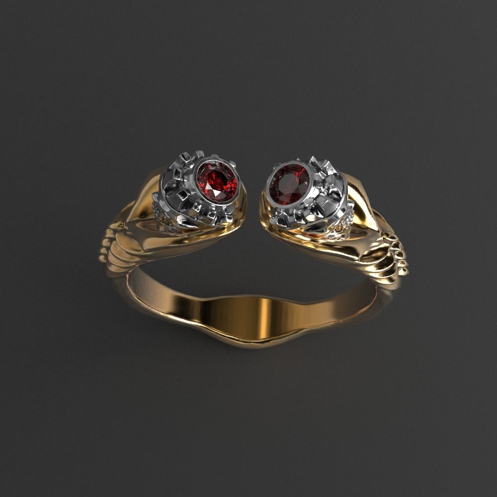 skull ring 3d printable models two ton gold 3D print model_2