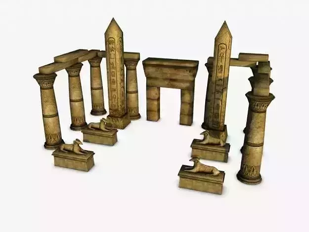 Egyptian temple entrance elements
