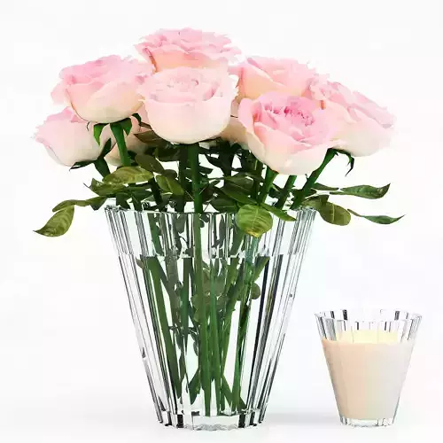 Roses vase with and candle