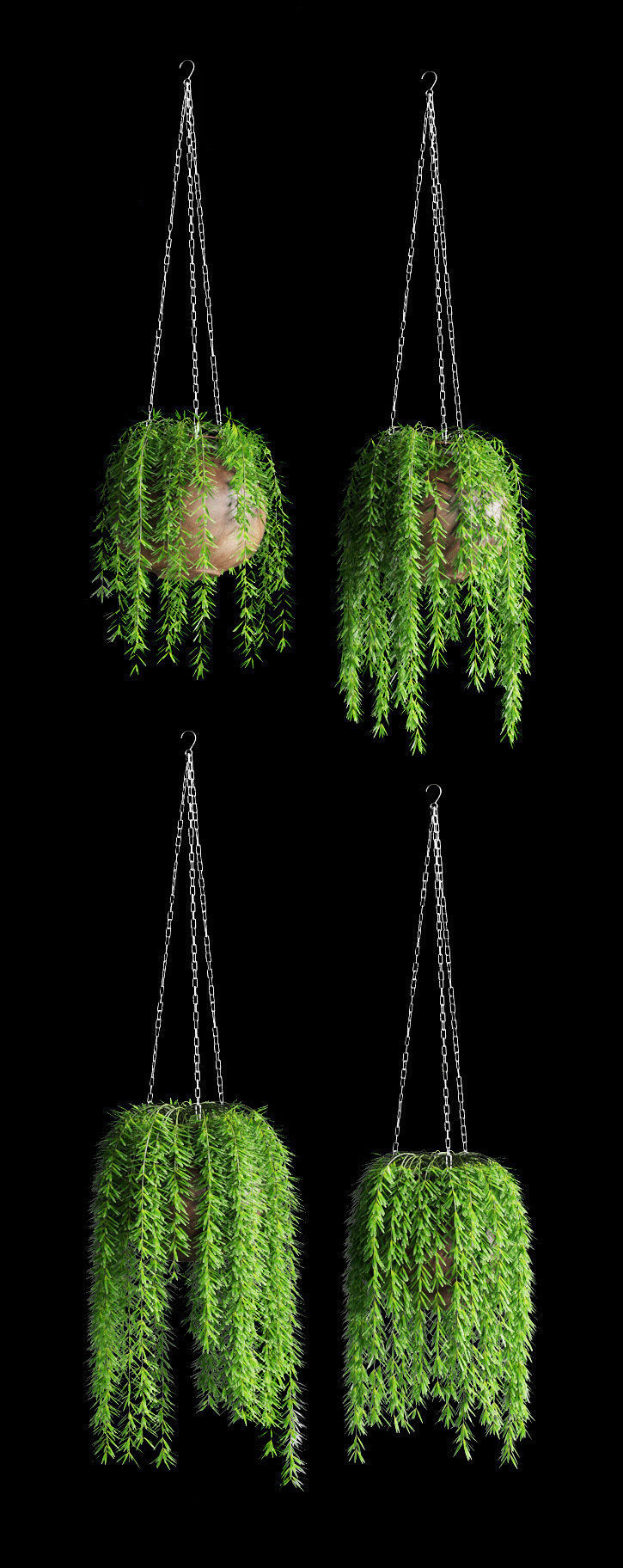 Hanging plants in pots on a chain 8 models 3D model_1